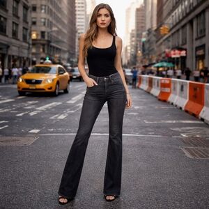 Nili Lotan Black Denim Jeans High Rise Designer Premium Denim